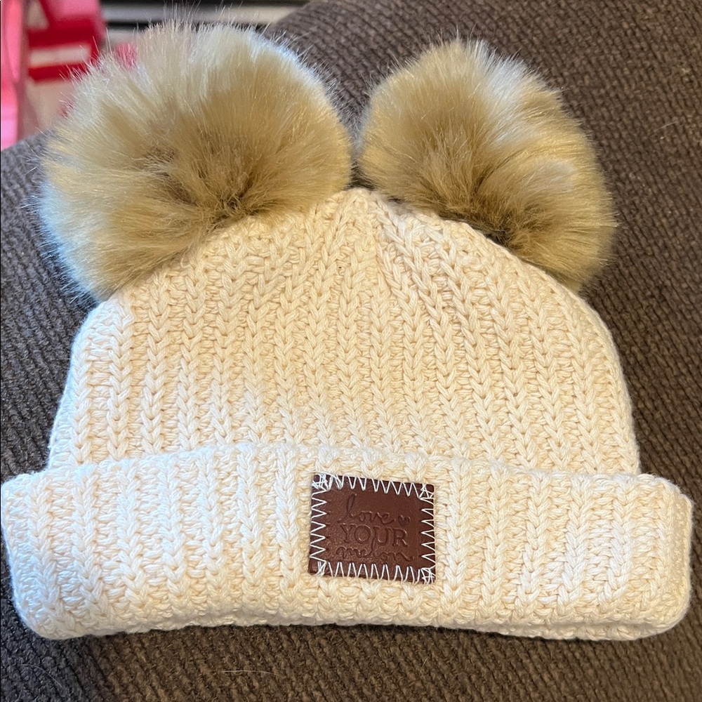 Cozy Cream Knit Pom-Pom Beanie for Kids love your melon hard to find- infant